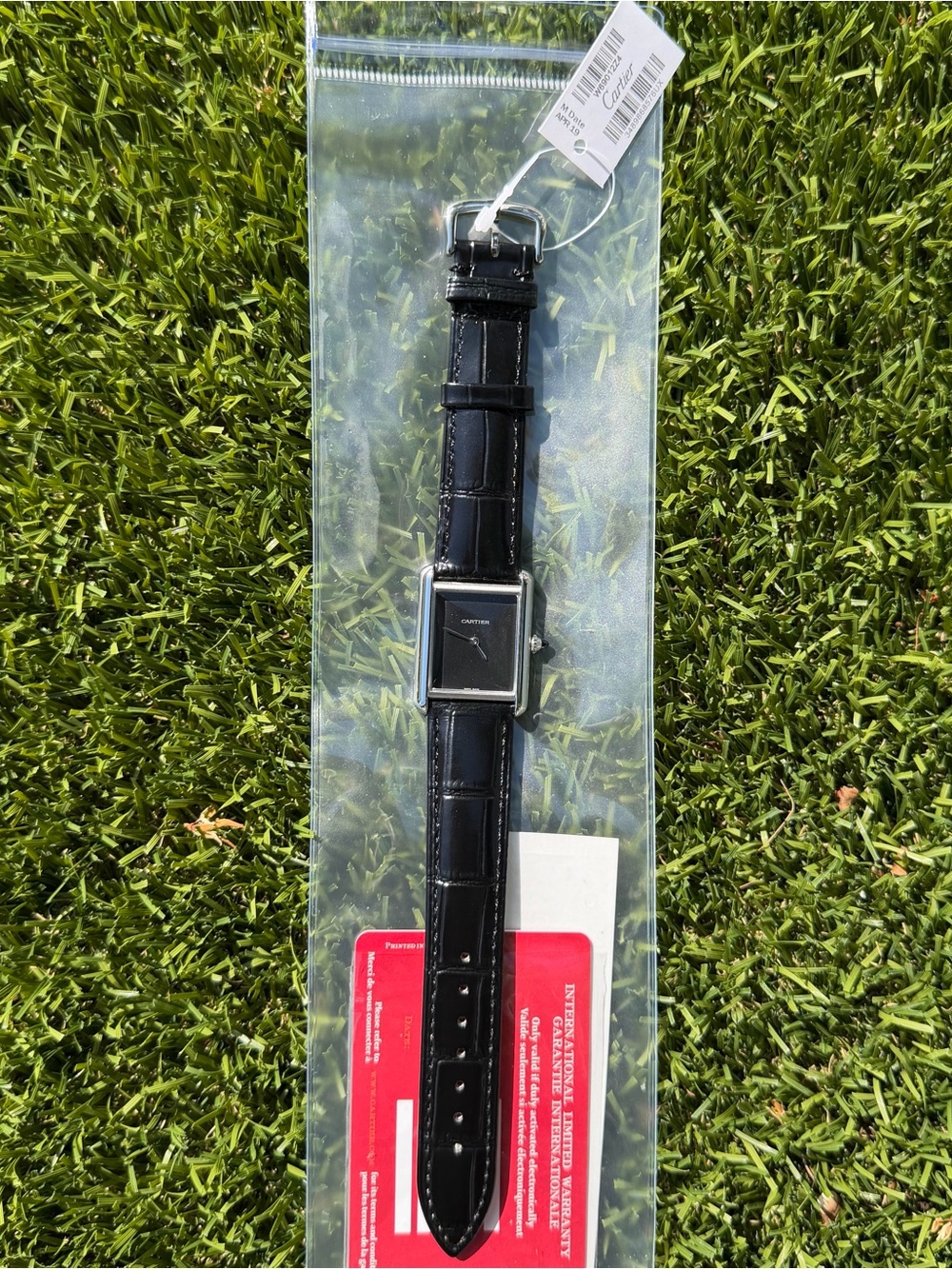 Black Square Dial Leather Strap Watch
